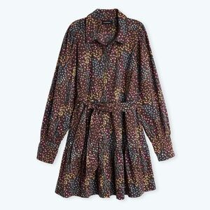 SUMMERSALT - Countryside Poplin Tiered Shirtdress - Floral Prairie in Chocolate